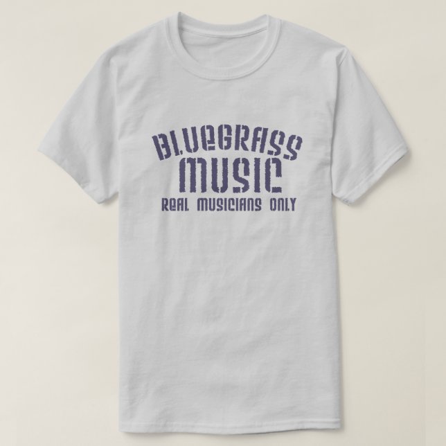 Camiseta Música Bluegrass Músicos reais apenas texto antigo (Frente do Design)