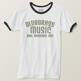 Camiseta Música Bluegrass Músicos reais apenas texto antigo