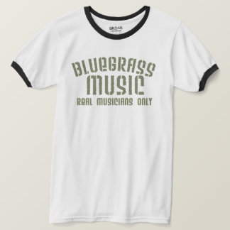 Camiseta Música Bluegrass Músicos reais apenas texto antigo