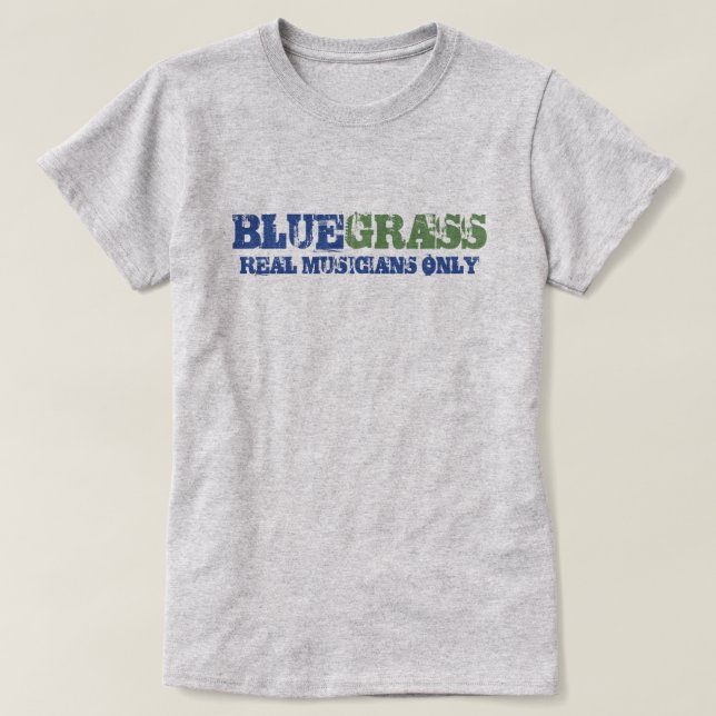 Camiseta Música Bluegrass Músicos reais apenas texto duro (Frente do Design)