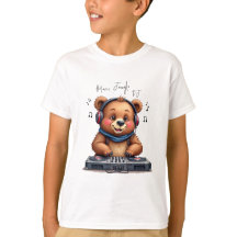 Música Boy, Sorrindo Urso Grizzly DJ T-Shirt, Fest