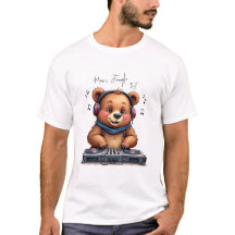 Música Boy, Sorrindo Urso Grizzly DJ T-Shirt, Fest
