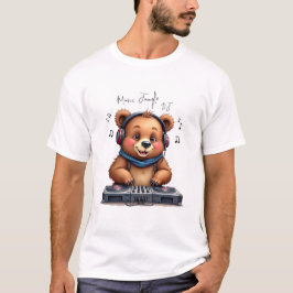 Camiseta Música Boy, Sorrindo Urso Grizzly DJ T-Shirt, Fest