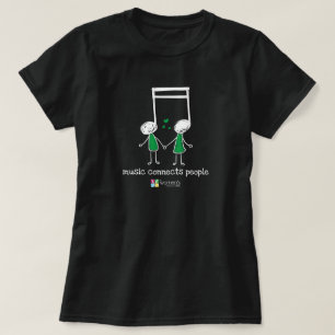 Camiseta Música branca e verde conecta Pessoas
