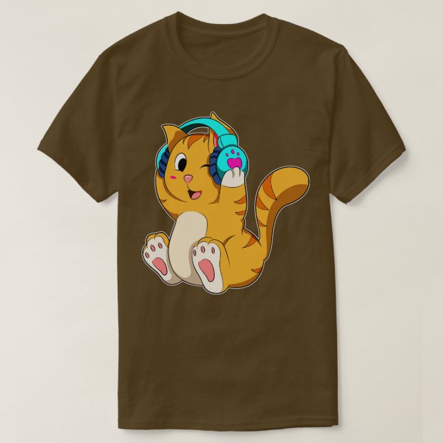 Camiseta Música Cat com fone de ouvido (Frente do Design)