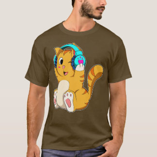 Camiseta Música Cat com fone de ouvido