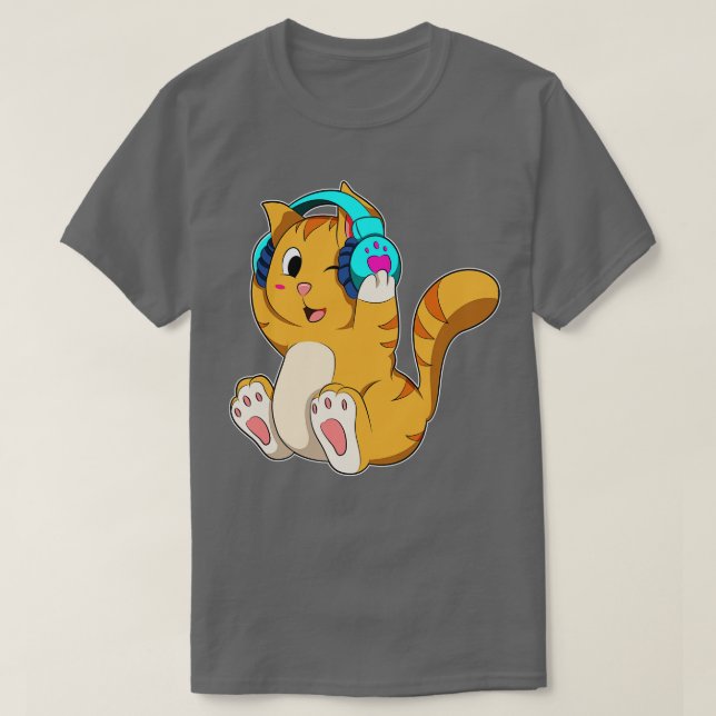 Camiseta Música Cat com fone de ouvido (Frente do Design)