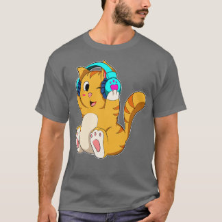 Camiseta Música Cat com fone de ouvido