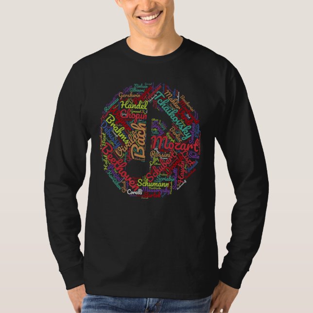 Camiseta Música Clássica Compositores Nota Arte (Frente)