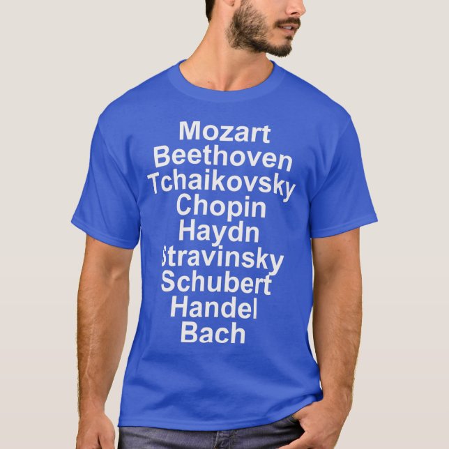 Camiseta Música Clássica Mozart Beethoven Chopin Bach (Frente)