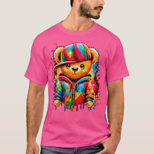 Camiseta Música Colorida Hip Hop Teddy Bear Rap