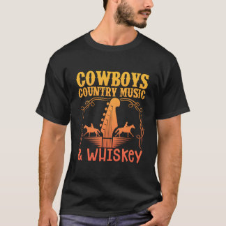 Camiseta Música Country Cow e Whiskey Western Country