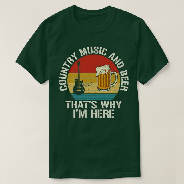 Camiseta Música country e cerveja é por isso que estou aqui (Frente do Design)