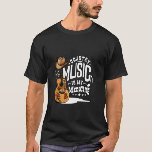 Camiseta Música Country É Minha Medicina Bluegrass Western 