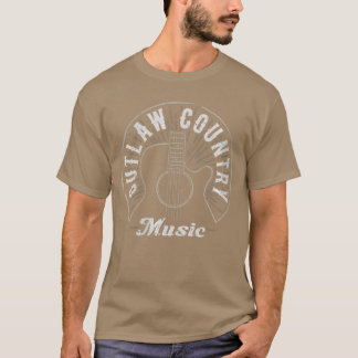 Camiseta Música Country Outlaw Feminina Contorno de Guitarr