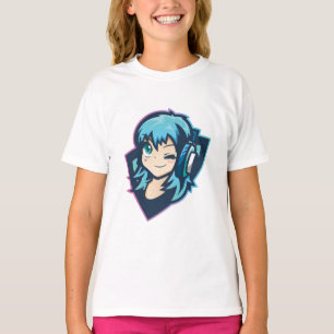 Camiseta Música de Anime de Garota Gamer Fofa