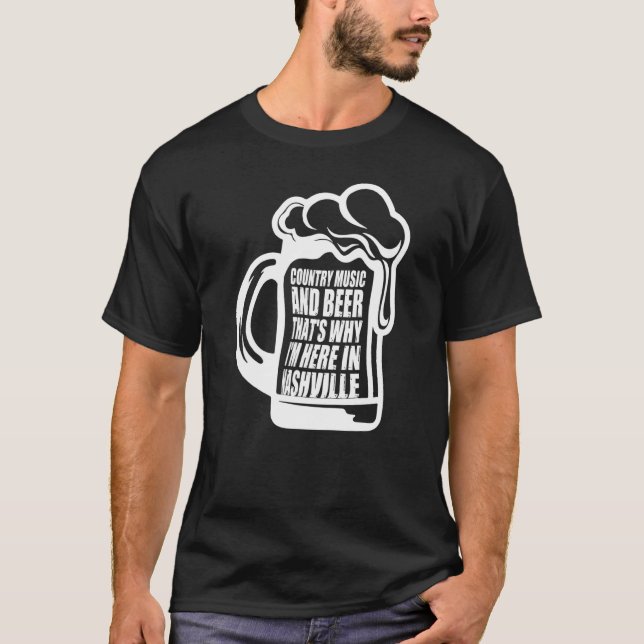Camiseta Música De Campo E Cerveja Por Isso Estou Aqui Em N (Frente)