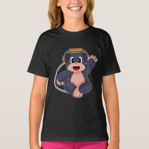 Camiseta Música de Fone de Ouvido de Música de Toupeira
