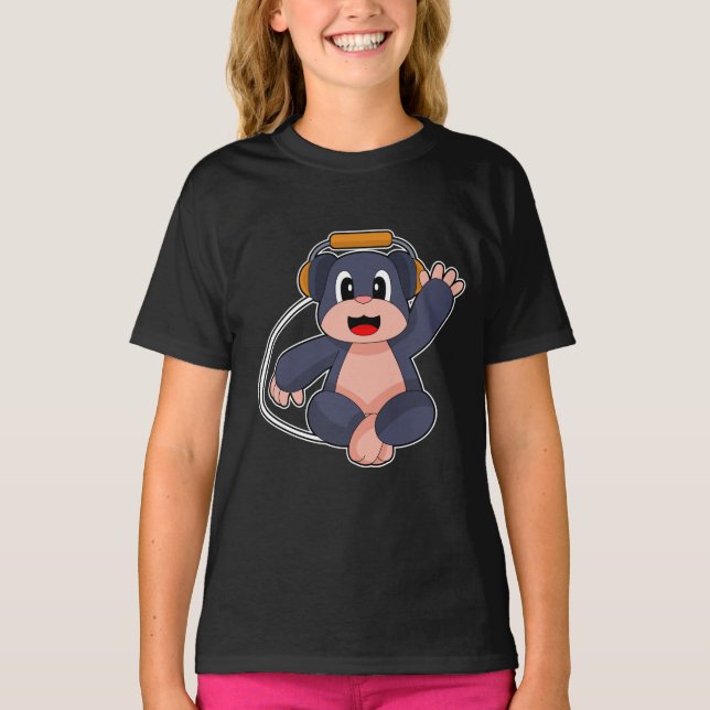 Camiseta Música de Fone de Ouvido de Música de Toupeira (Frente)