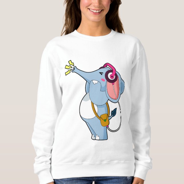 Camiseta Música de fone de ouvido elefante (Frente)