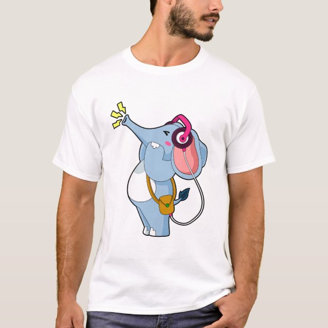 Camiseta Música de fone de ouvido elefante (Frente)