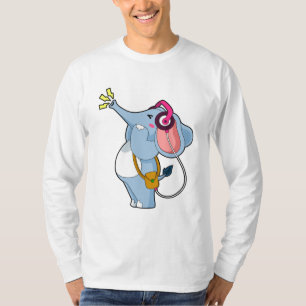Camiseta Música de fone de ouvido elefante