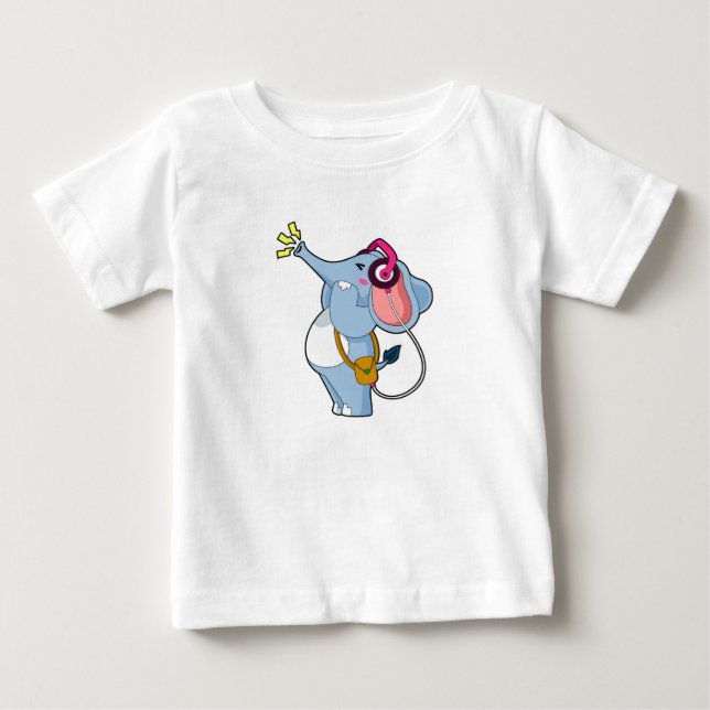 Camiseta Música de fone de ouvido elefante (Frente)