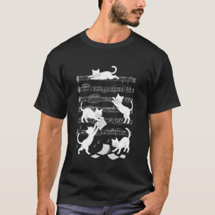 Camiseta Música de Gato em Partitura Piada Música Pianista 