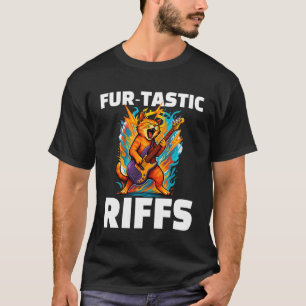 Camiseta Música de Gato Riff de Guitarra Rock Pelo Tástico 