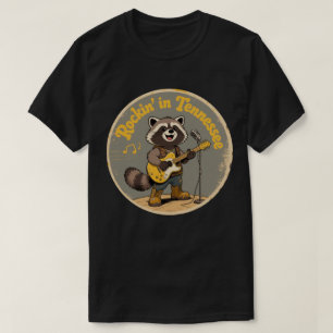Camiseta Música de Guitarra Divertida de Mapache Vintage de