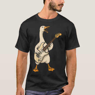 Camiseta Música de Guitarra Elétrica Pato Amante de Música 