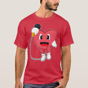 Camiseta Música de microfone de cantor de coração