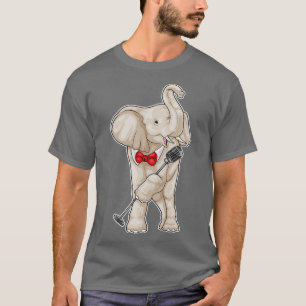 Camiseta Música de microfone de cantor elefante
