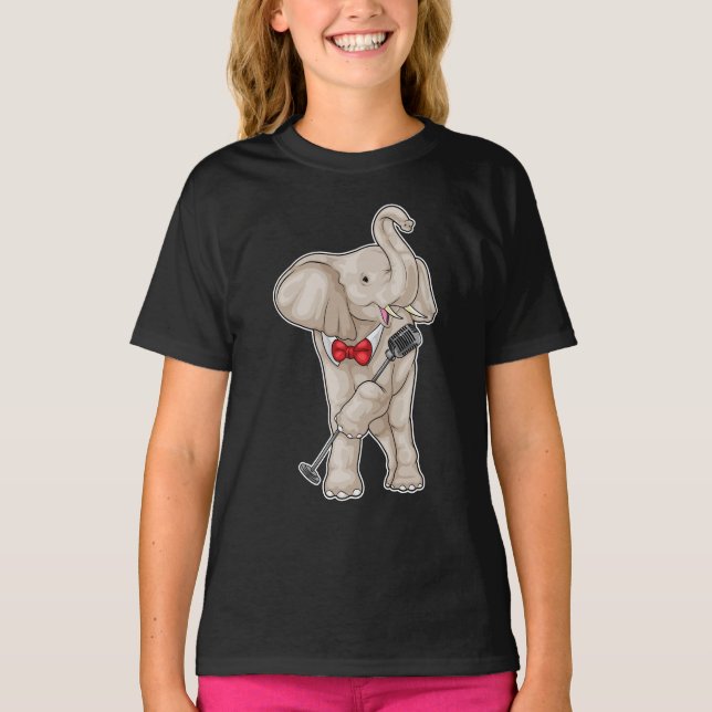 Camiseta Música de microfone de cantor elefante (Frente)