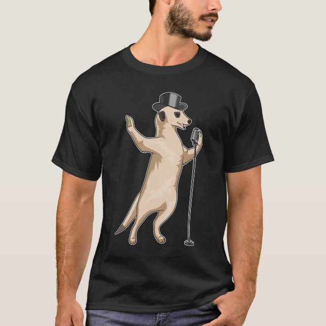 Camiseta Música de microfone de cantor Meerkat (Frente)