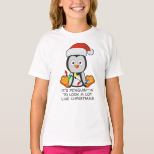 Camiseta Música de Natal Engraçada Pun Penguin