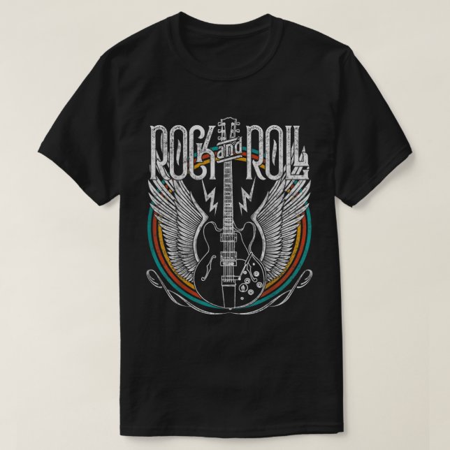 Camiseta Música de Rock And Roll Guitarra (Frente do Design)
