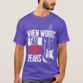 Camiseta Música de violão sobe quando as palavras falham mú