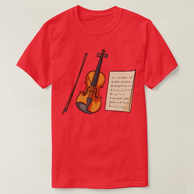 Camiseta Música De Violino E Folha (Frente do Design)