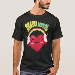 Camiseta Música Death Metal  Coração de Chuva de Cores Fofo