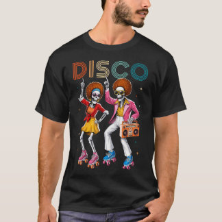 Camiseta Música Disco Esqueleto Dançando Festa de Dança Ret
