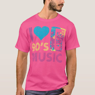 Camiseta Música dos anos 90 Eu amo Música dos anos 90 Fita