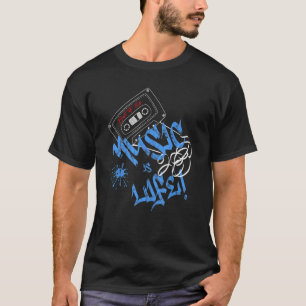 Camiseta Música é a vida retro cassete vintage parece velha