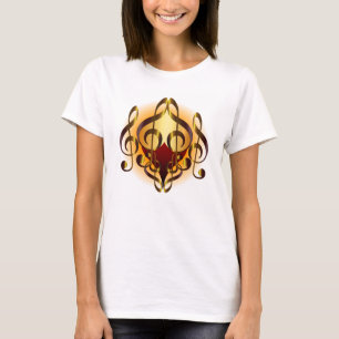 Camiseta Música e Corações Laranja Design