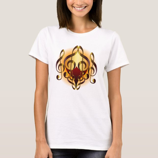 Camiseta Música e Corações Laranja Design (Frente)