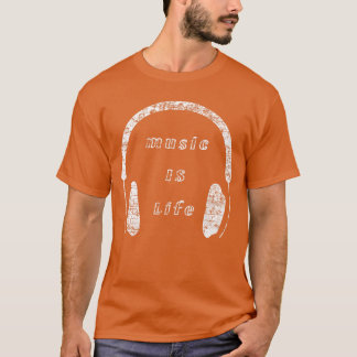 Camiseta Música é design de vida garoto retrô