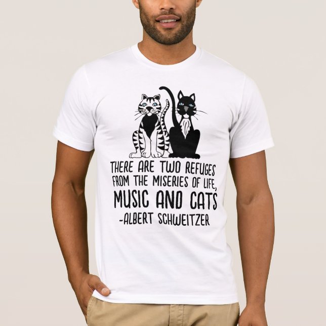CAMISETA MÚSICA E GATOS, ALBERT SCHWEITZER CAT QUOTE (Frente)
