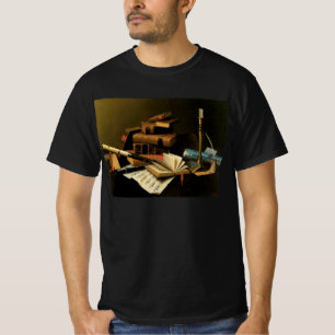 Camiseta Música e Literatura por William Harnett, Arte Fino