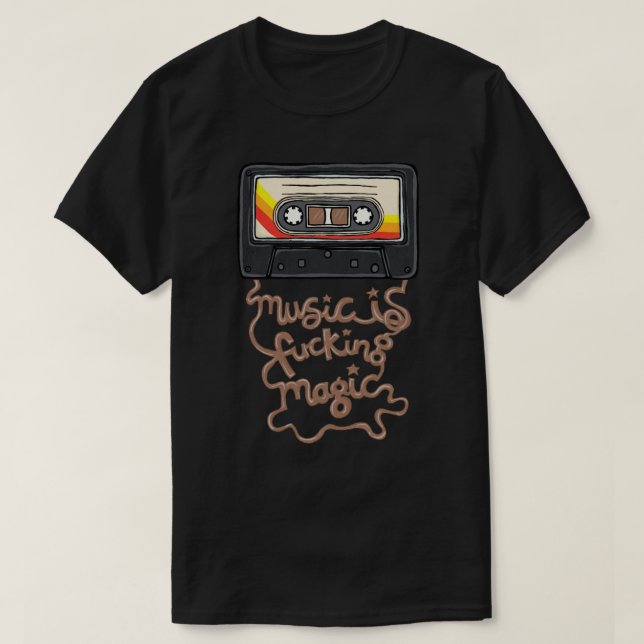 Camiseta Música é mágica falsa (Frente do Design)