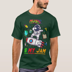 Camiseta Música é meu astronauta emperrado de volta à escol